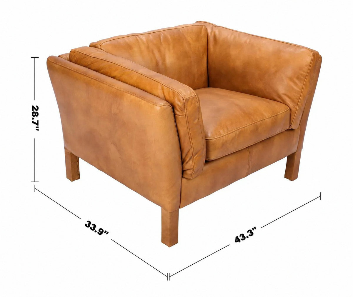 Vintage Genuine Leather 1 Seater Sofa REGGIO Size Chart