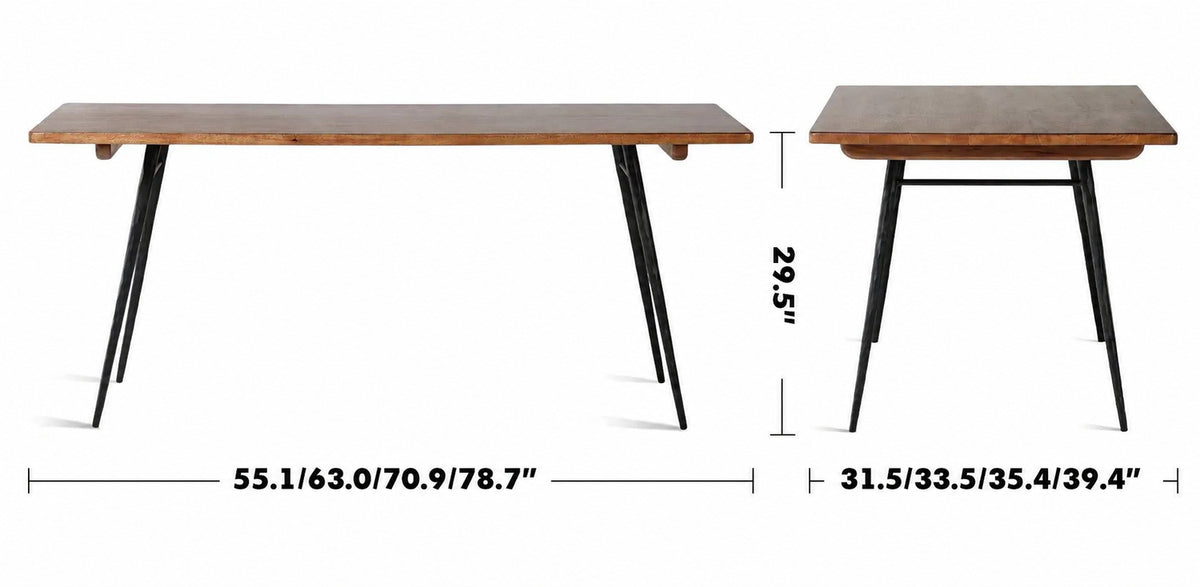 Vintage Wooden Dining Table RUSTIC Size Chart