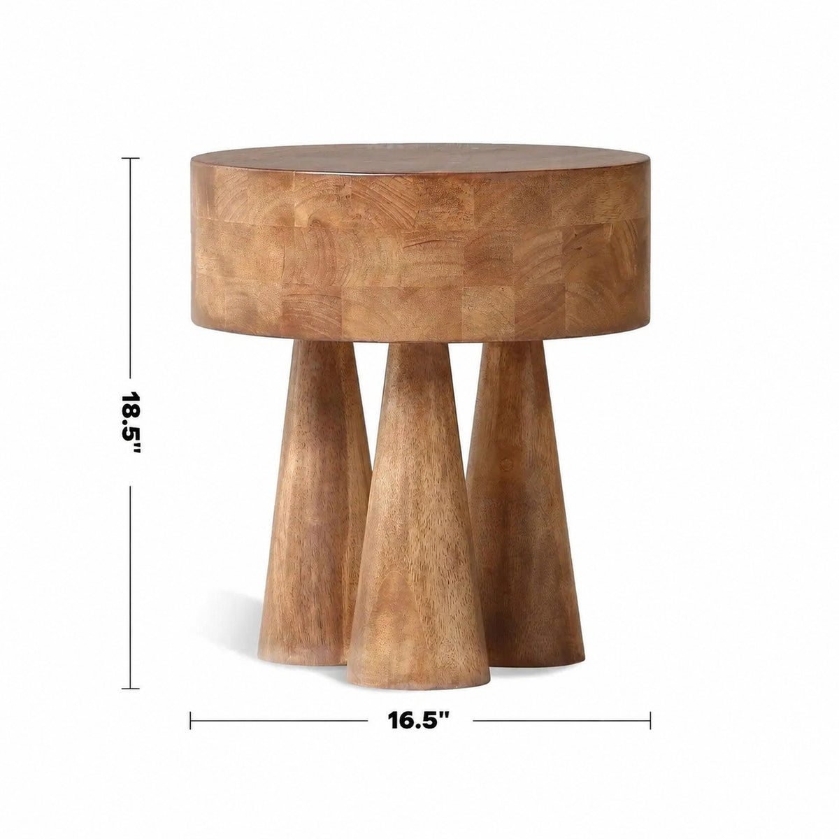 Rustic Wooden Side Table STUMPY Size Chart