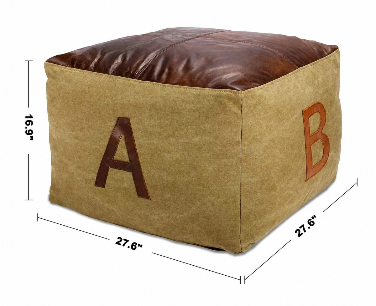 Vintage Canvas Ottoman ALPHABET Size Chart