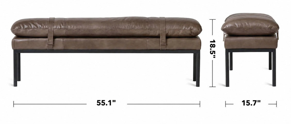 Vintage Genuine Leather Bench TREASURE Size Chart
