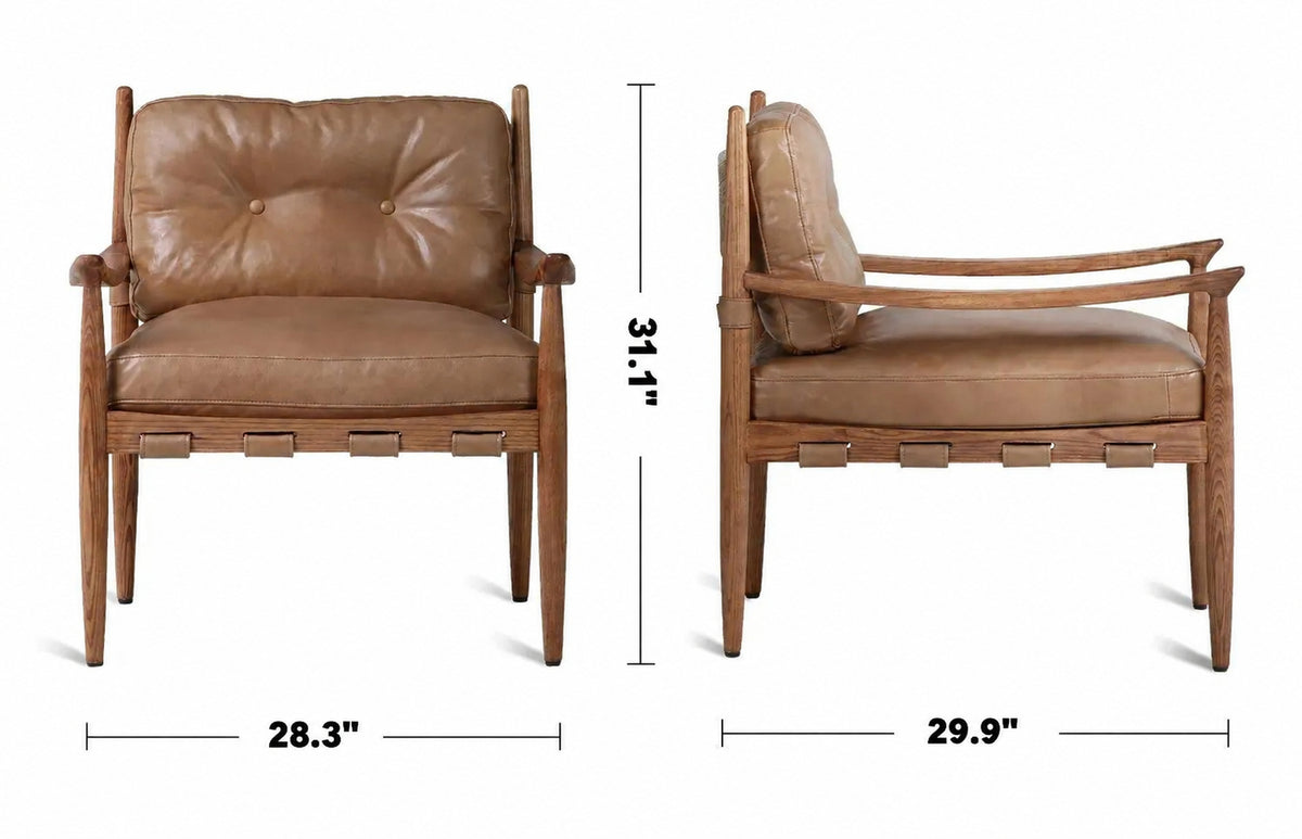 Scandinavian Genuine Leather 1 Seater Sofa BUCKY Size Chart