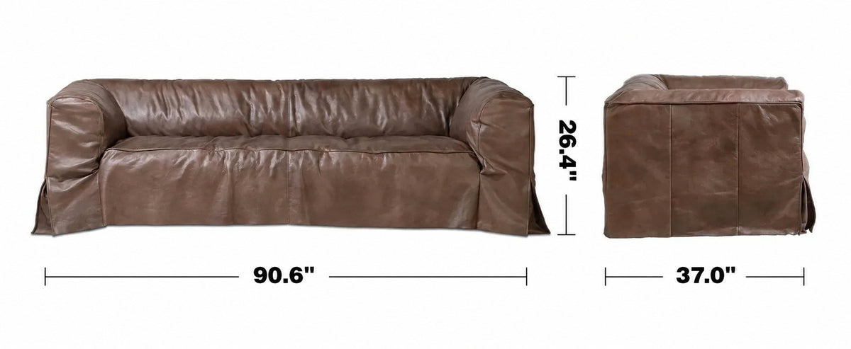 Vintage Genuine Leather 3 Seater Sofa EAMES Size Chart