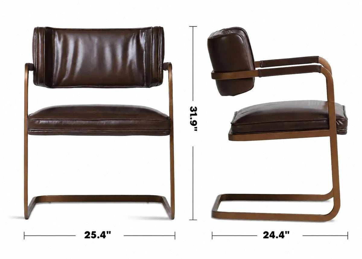 Vintage Genuine Leather Dining Chair HERMAN Size Chart