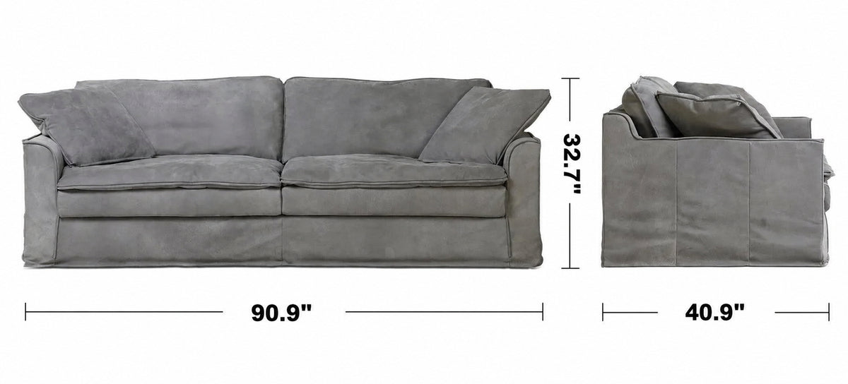 Vintage Genuine Leather 3 Seater Sofa MARCELL Size Chart