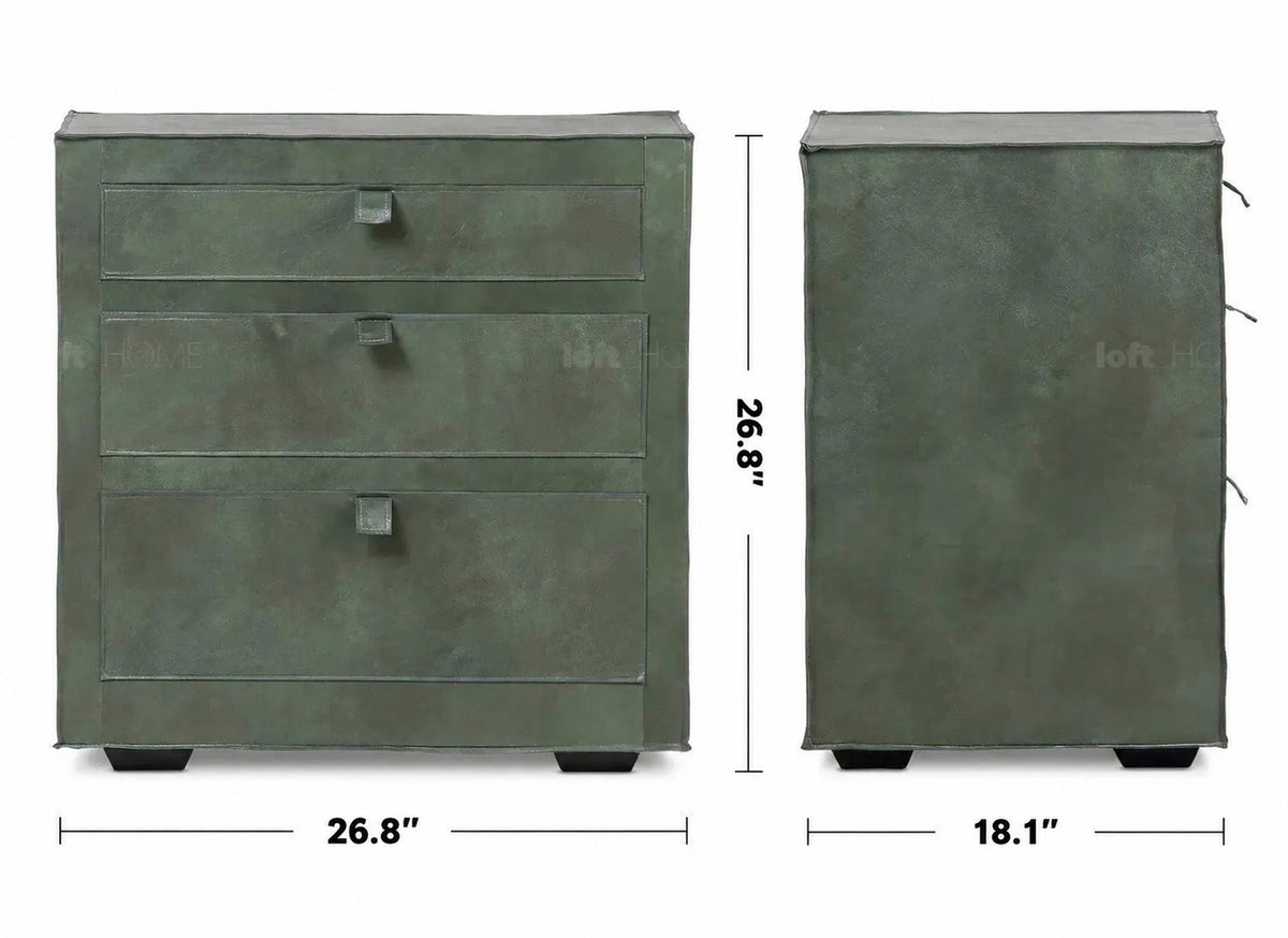 Vintage Genuine Leather Side Table MURPHY Size Chart