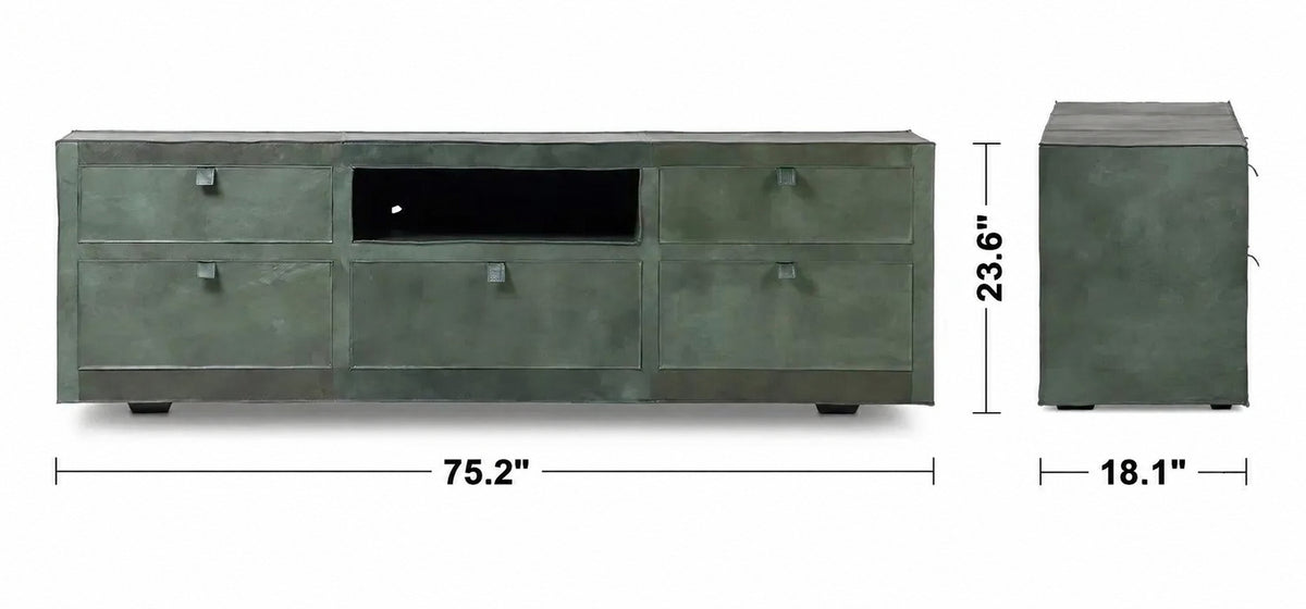 Vintage Genuine Leather TV Console MURPHY Size Chart