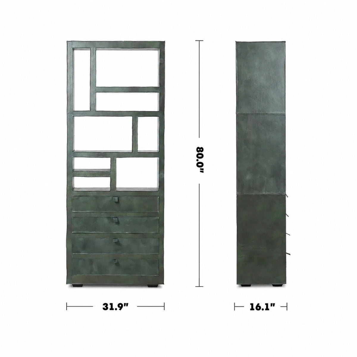 Vintage Genuine Leather Bookshelf MURPHY Size Chart