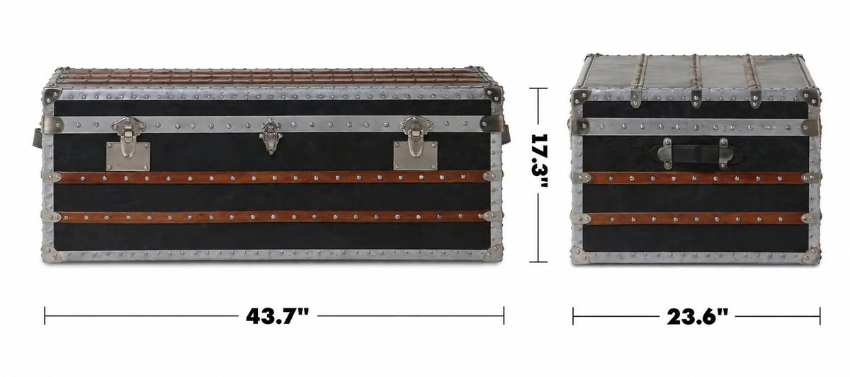 Industrial Genuine Leather Coffee Table FRONTIER Size Chart