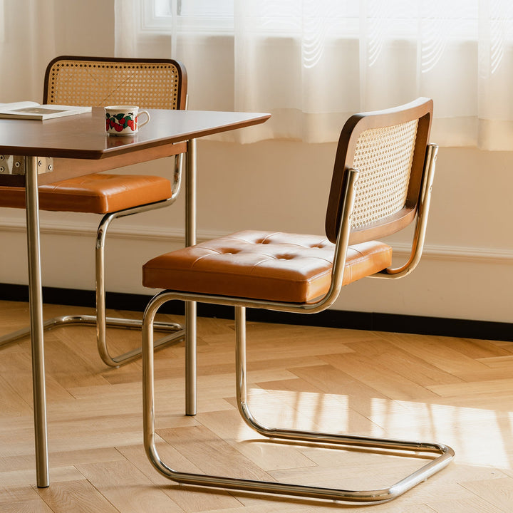 Vintage Rattan PU Leather Dining Chair HOH XIL