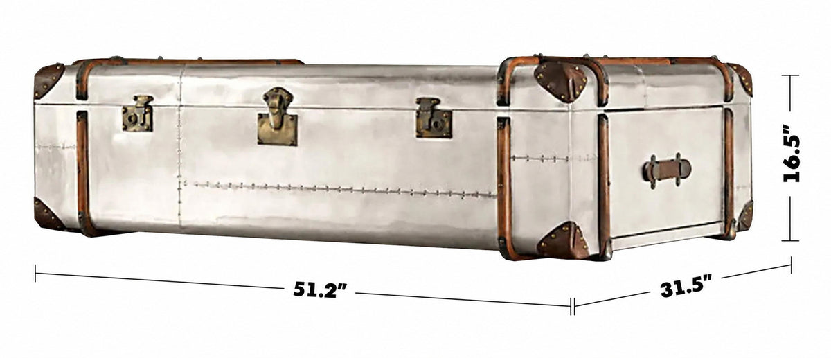 Industrial Aluminium Coffee Table RICHARDS TRUNK Size Chart