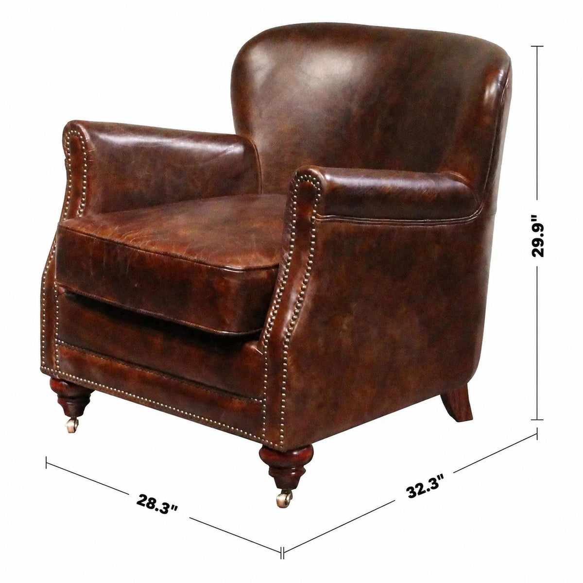 Vintage Genuine Leather 1 Seater Sofa PROFESSOR Size Chart