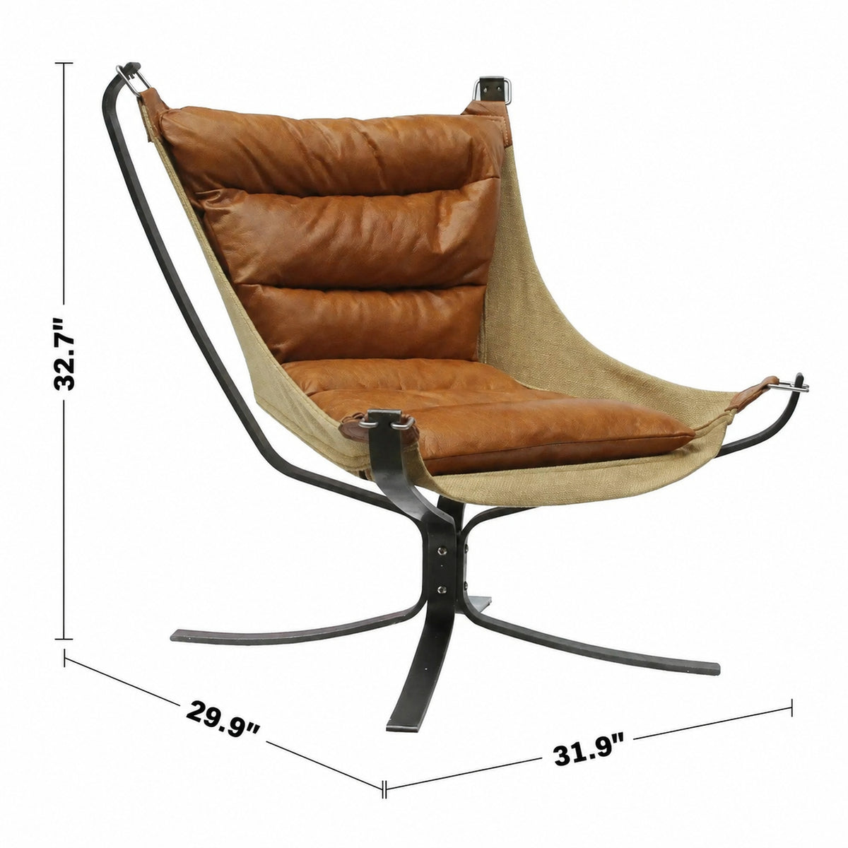 Industrial Genuine Leather 1 Seater Sofa HOPPER Size Chart