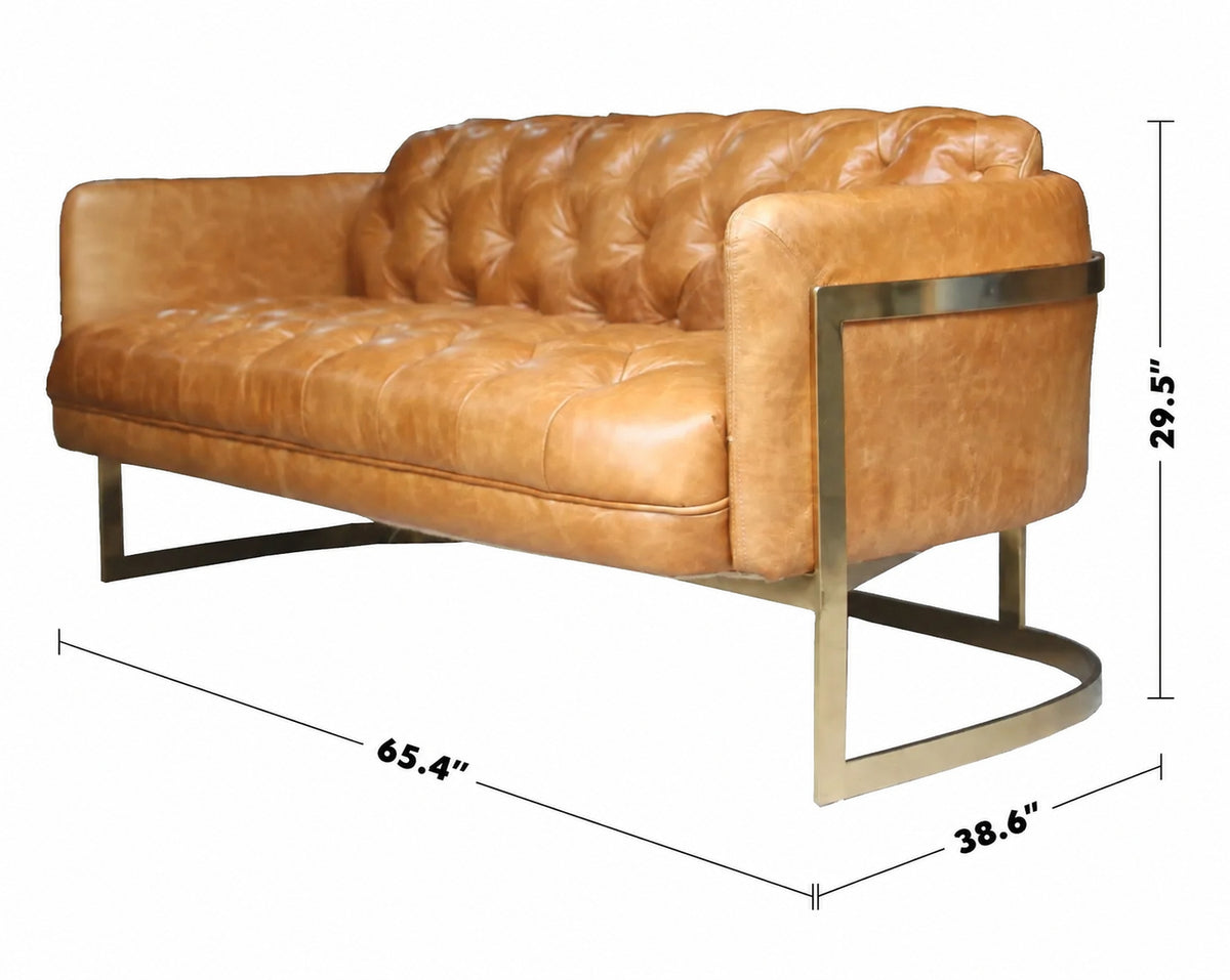 Industrial Genuine Leather 2 Seater Sofa BLAKE Size Chart