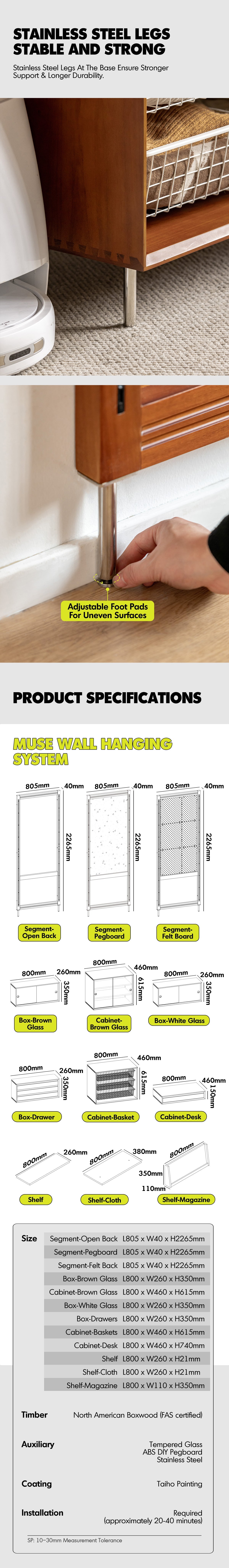 Bauhaus Boxwood Modular Hanging Wall Shelf System MUSE ENTRYWAY More Details and Instruction_22