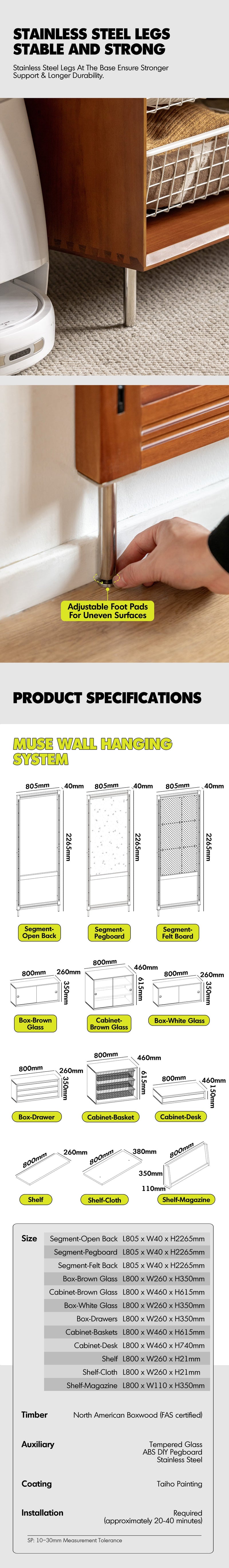 Bauhaus Boxwood Modular Hanging Wall Shelf System MUSE ENTRYWAY More Details and Instruction_22