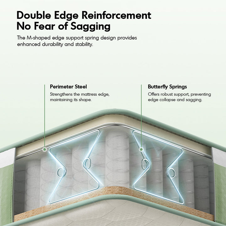 22cm Natural Latex Jute Fiber Pocket Spring Double Side Mattress FOREST