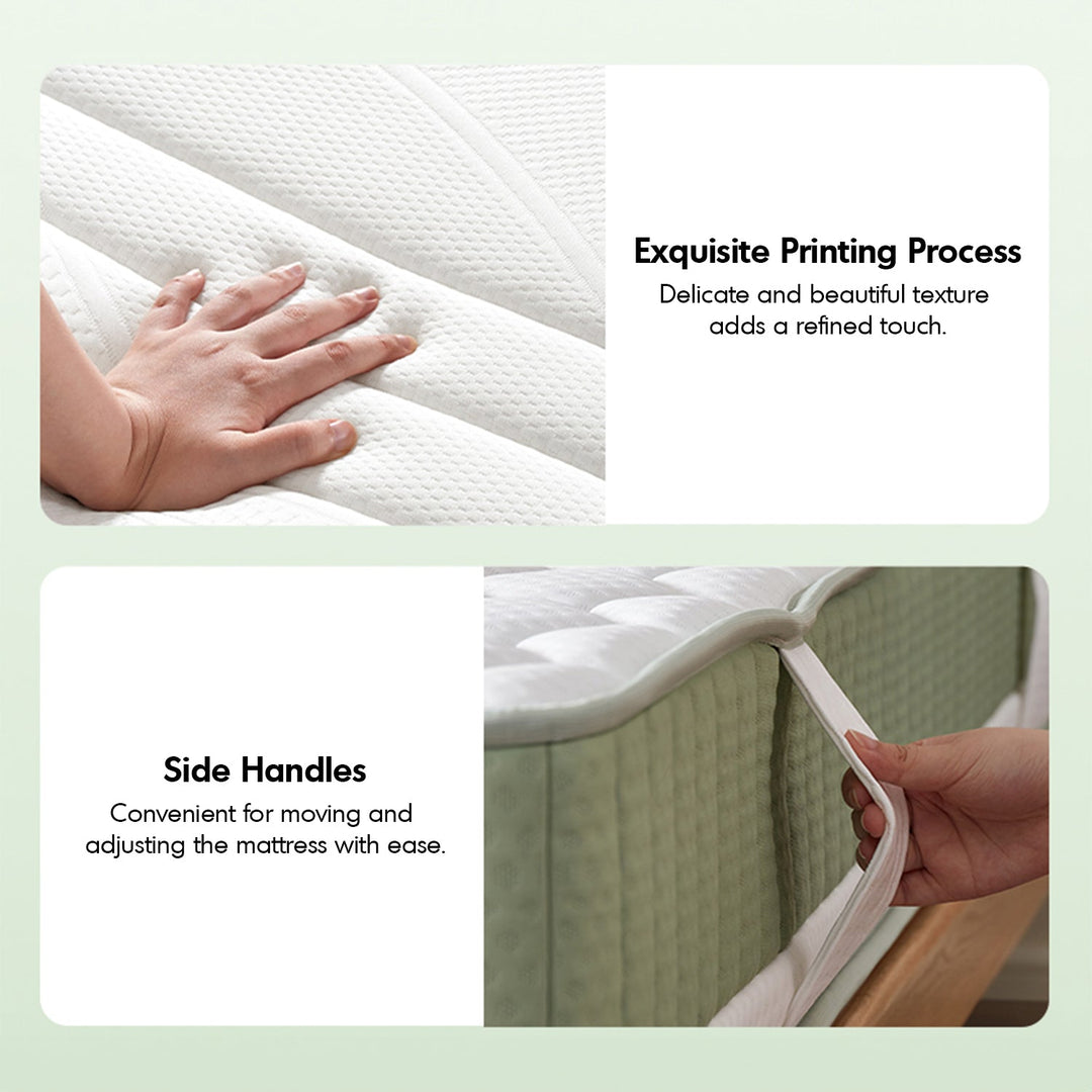 22cm Natural Latex Jute Fiber Pocket Spring Double Side Mattress FOREST