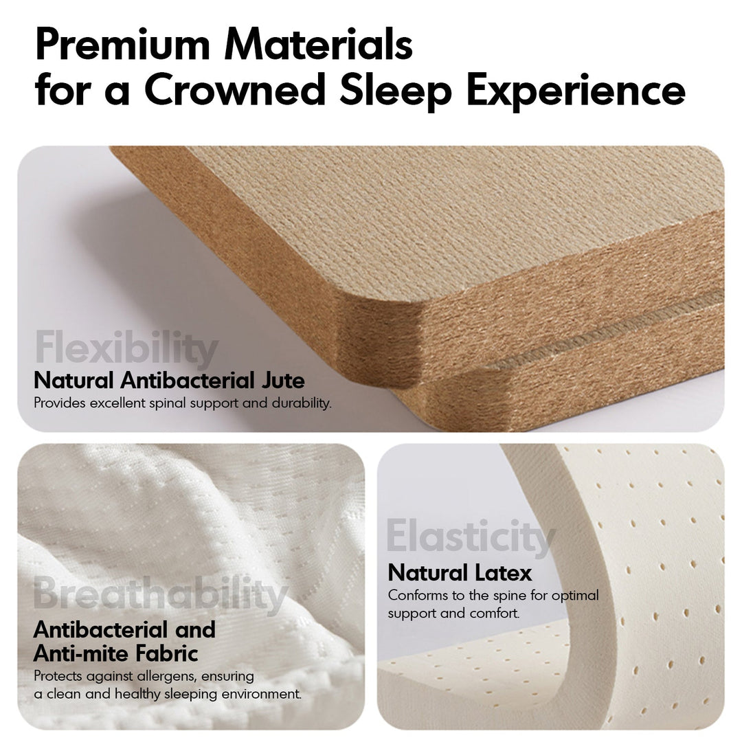 22cm Natural Latex Jute Fiber Pocket Spring Double Side Mattress FOREST