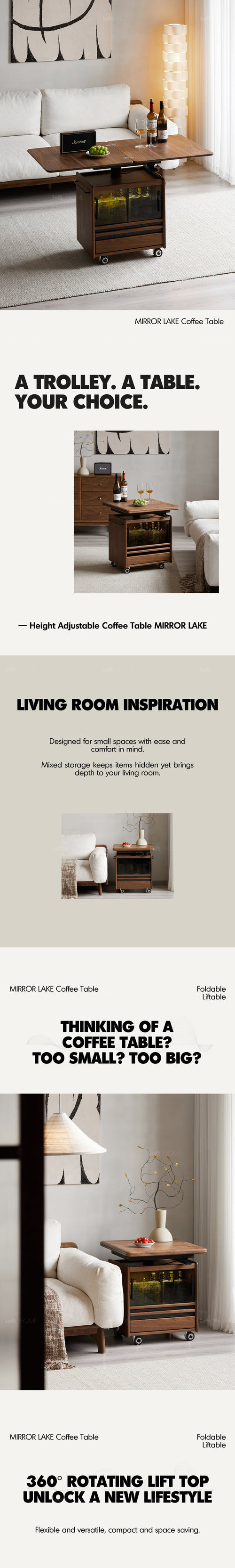 Japandi Walnut Wood Extendable Height Adjustable Coffee Table MIRROR LAKE Good to Know Preview-1