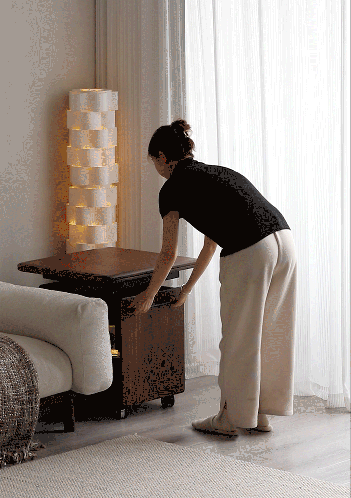 Japandi Walnut Wood Extendable Height Adjustable Coffee Table MIRROR LAKE More Details and Instruction_7