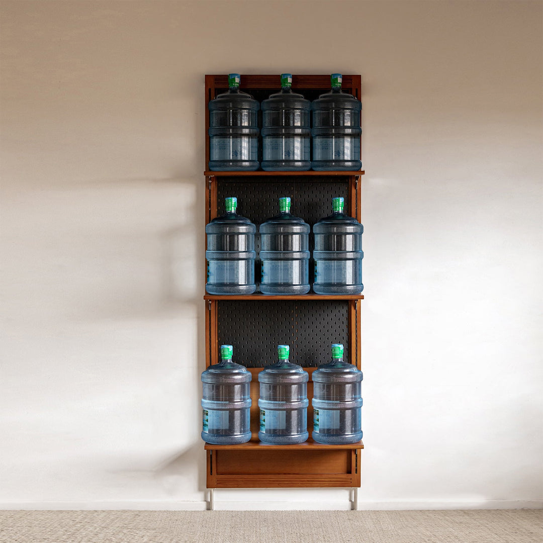 Vintage boxwood modular hanging wall shelf system muse dining detail 4.