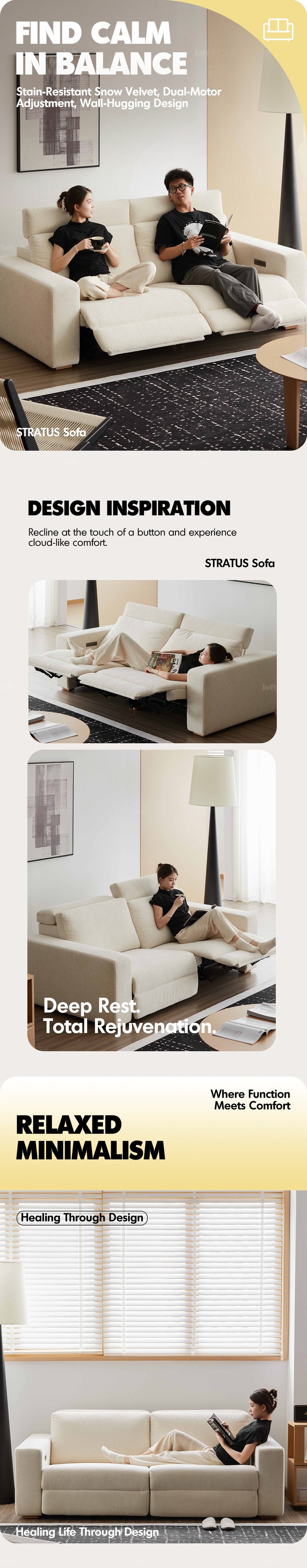 Minimalist Chenille Velvet Fabric Electric Recliner 3 Seater Sofa STRATUS More Details and Instruction