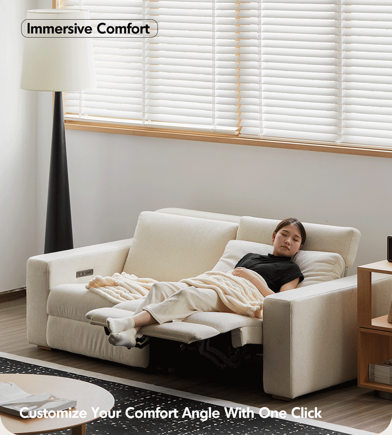 Minimalist Chenille Velvet Fabric Electric Recliner 3 Seater Sofa STRATUS More Details and Instruction_4