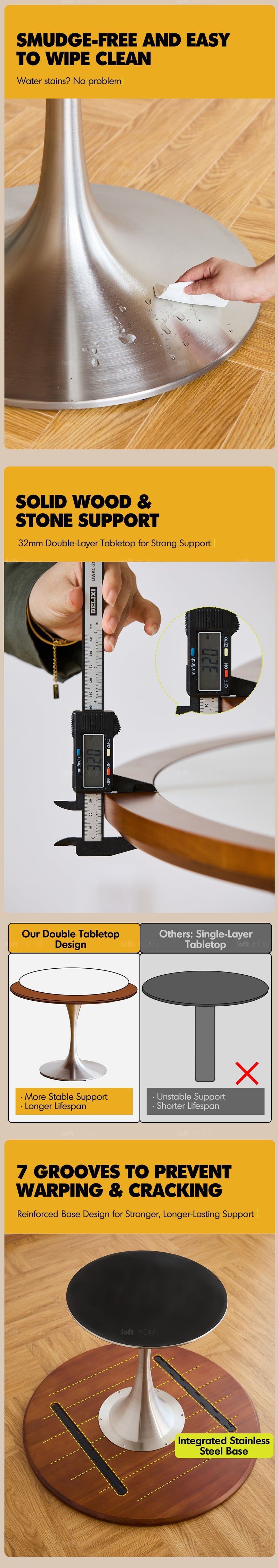Bauhaus Boxwood Stainless Steel Round Dining Table TULIP More Details and Instruction_2