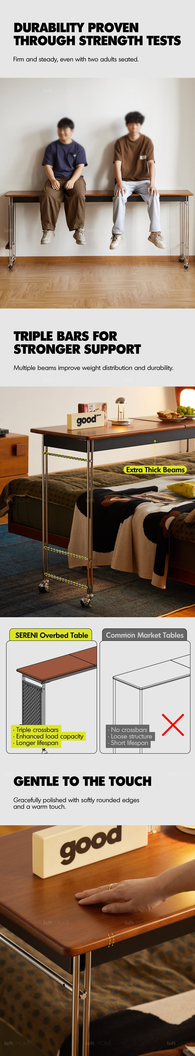 Bauhaus Boxwood Stainless Steel Mobile Overbed Table SERENI More Details and Instruction_4