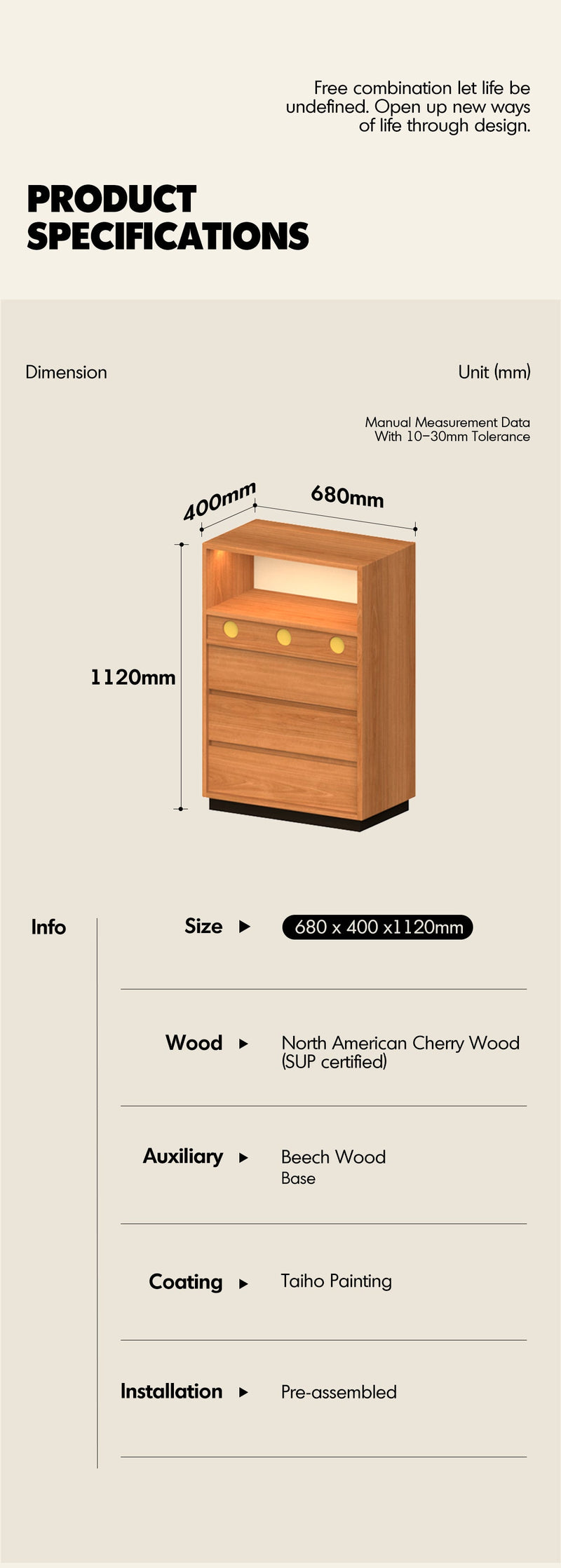 Scandinavian Cherry Wood Chest Of Drawers TIMELESS 4 More Details and Instruction_7