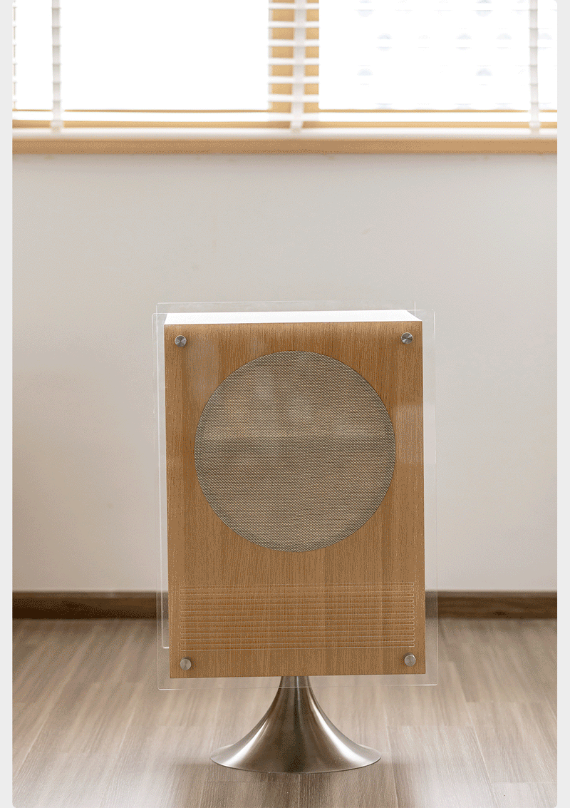 Minimalist Oak Wood Veneer Revolving Side Table MUSE More Details and Instruction_2