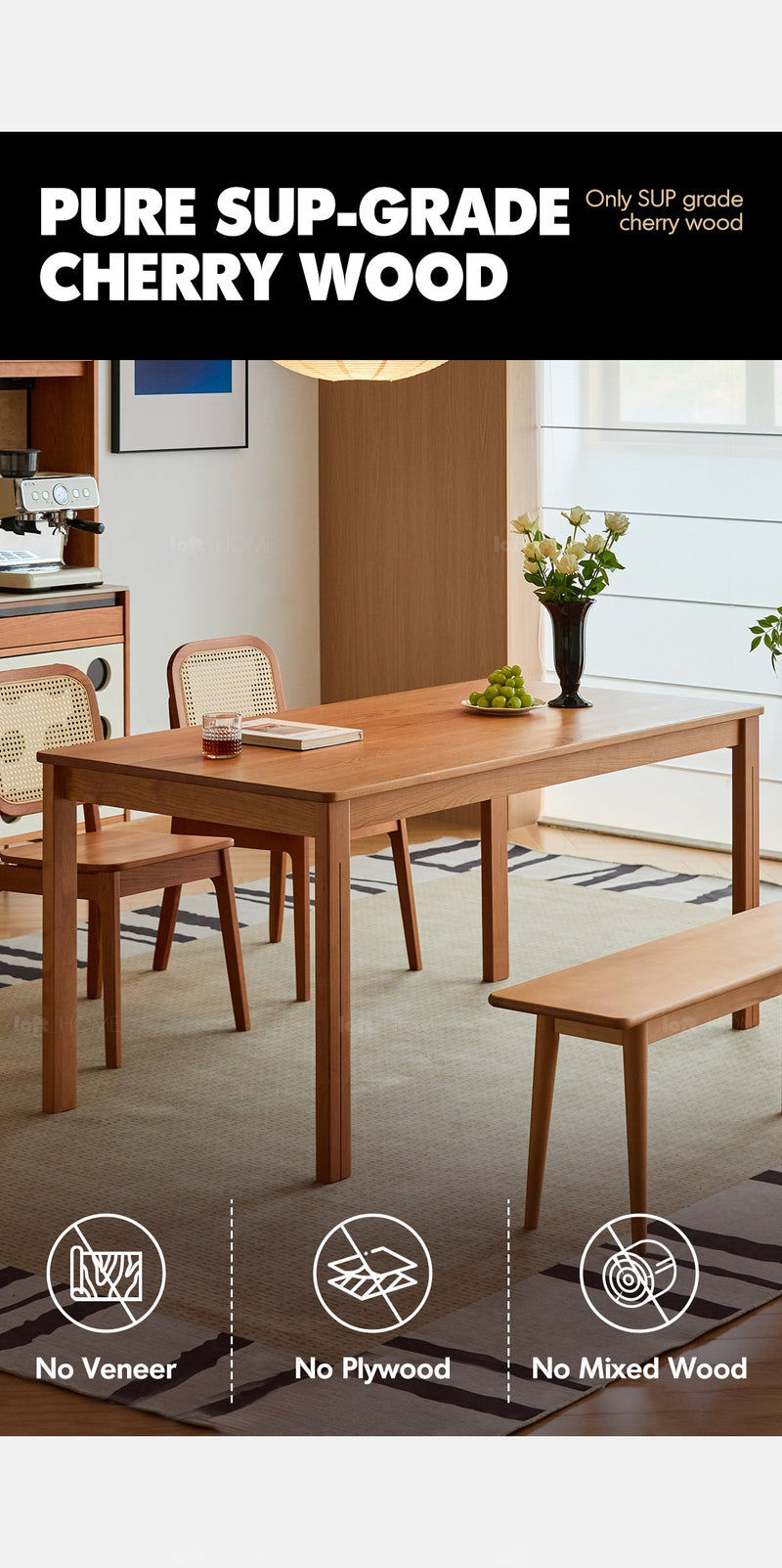 Scandinavian Cherry Wood Dining Table ECLIPSE More Details and Instruction_2