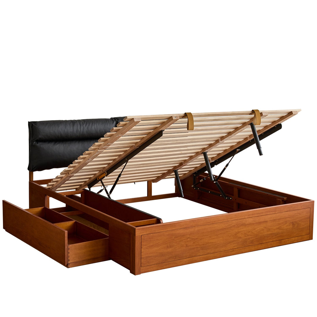 Vintage Boxwood Cushion Lift-Up Storage Bed With Drawer KANGAROO