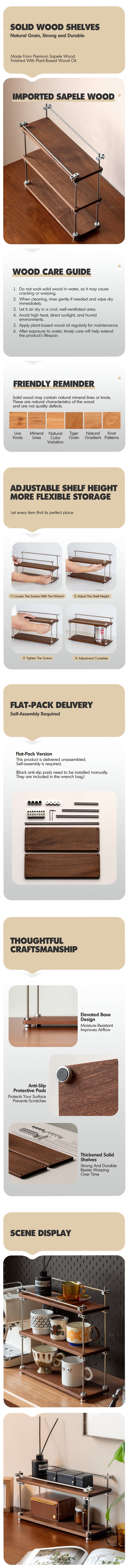 Bauhaus Sapele Wood Stainless Steel Shelf PACKER More Details and Instruction_2
