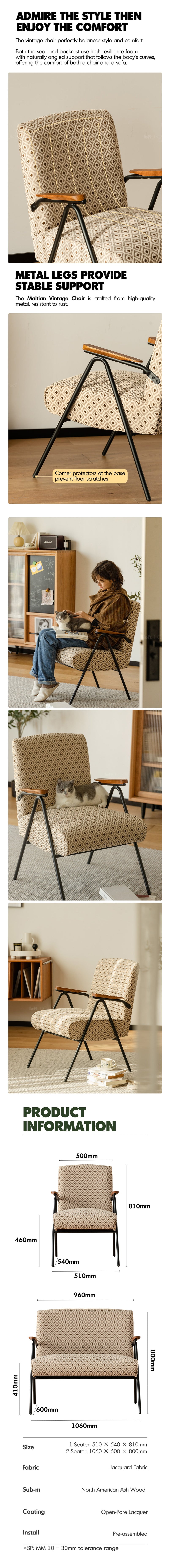 Bauhaus Mixed Weave Fabric 2 Seater Sofa WHEAT More Details and Instruction_2