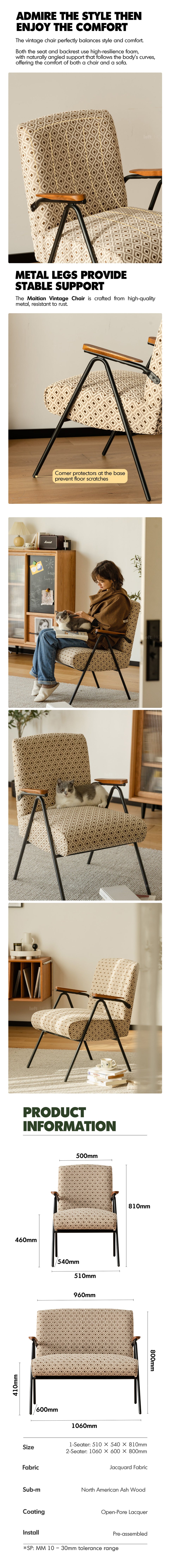 Bauhaus Mixed Weave Fabric 2 Seater Sofa WHEAT More Details and Instruction_2