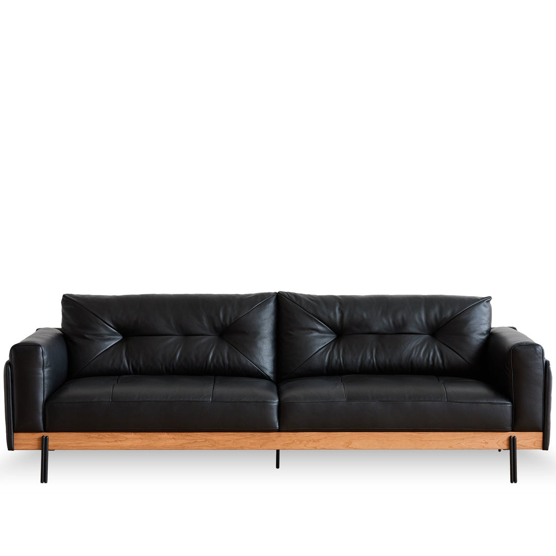 Vintage Microfiber Leather 4 Seater Sofa BLACK