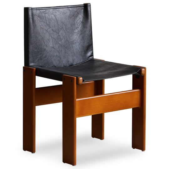 Bauhaus genuine leather dining chair tansu in white background.