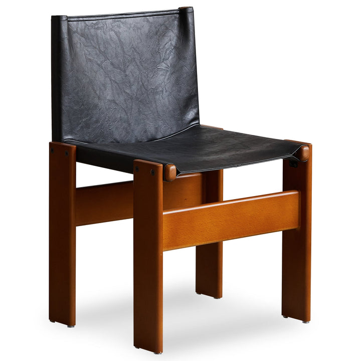 Bauhaus genuine leather dining chair tansu in white background.