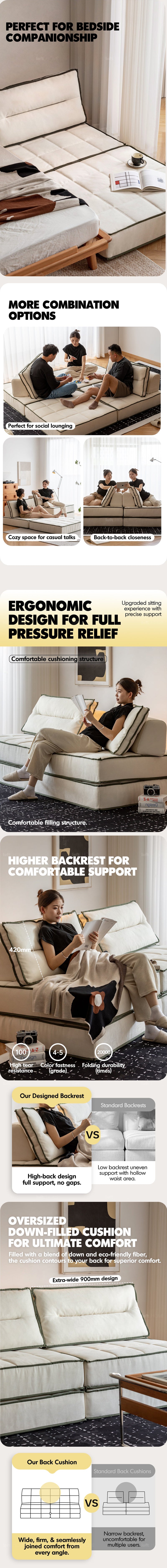 Scandinavian Cat Scratch Resistant Fabric Modular 1 Seater Sofa TIERED More Details and Instruction_2