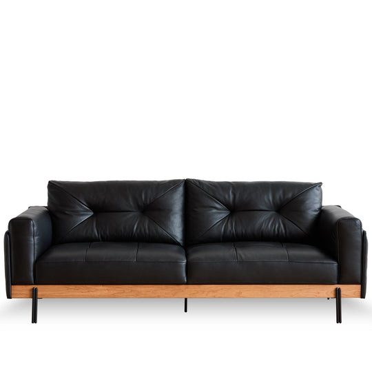 Bauhaus microfiber leather 3 seater sofa black in white background.