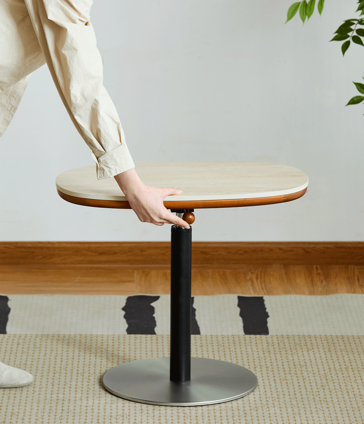 Bauhaus Sintered Stone Boxwood Height Adjustable Side Table ROMAN More Details and Instruction_2