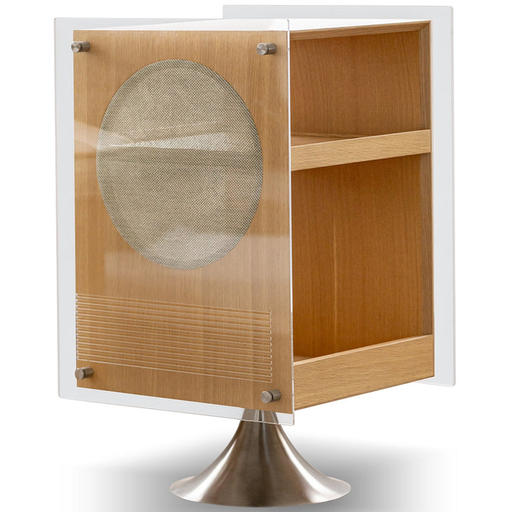 Minimalist Oak Wood Veneer Revolving Side Table MUSE