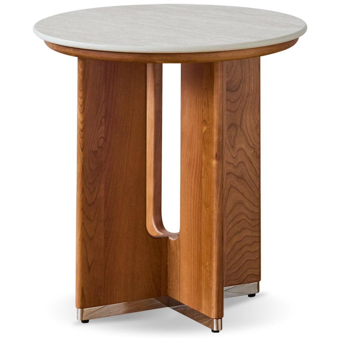 Scandinavian sintered stone coffee table set shells in white background.