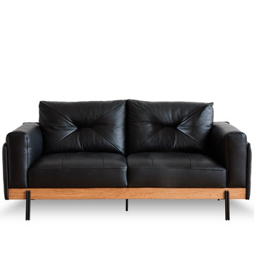 Scandinavian microfiber leather 2 seater sofa black in white background.