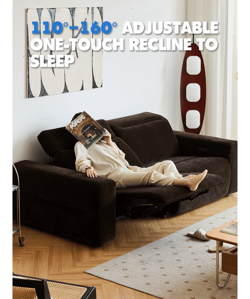 Cream Chenille Velvet Fabric Electric Recliner 2 Seater Sofa LOLO More Details and Instruction_2