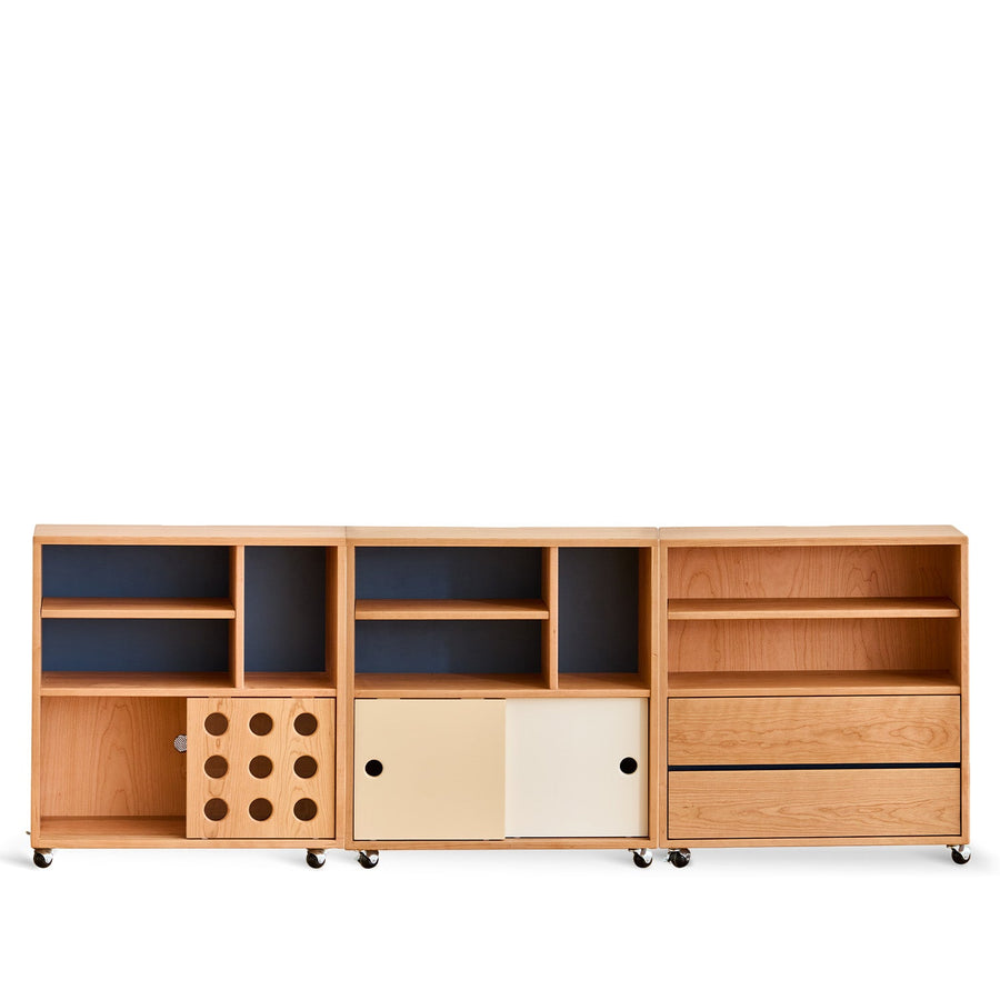 Scandinavian Cherry Wood Wheel Mobility Cabinet TIME