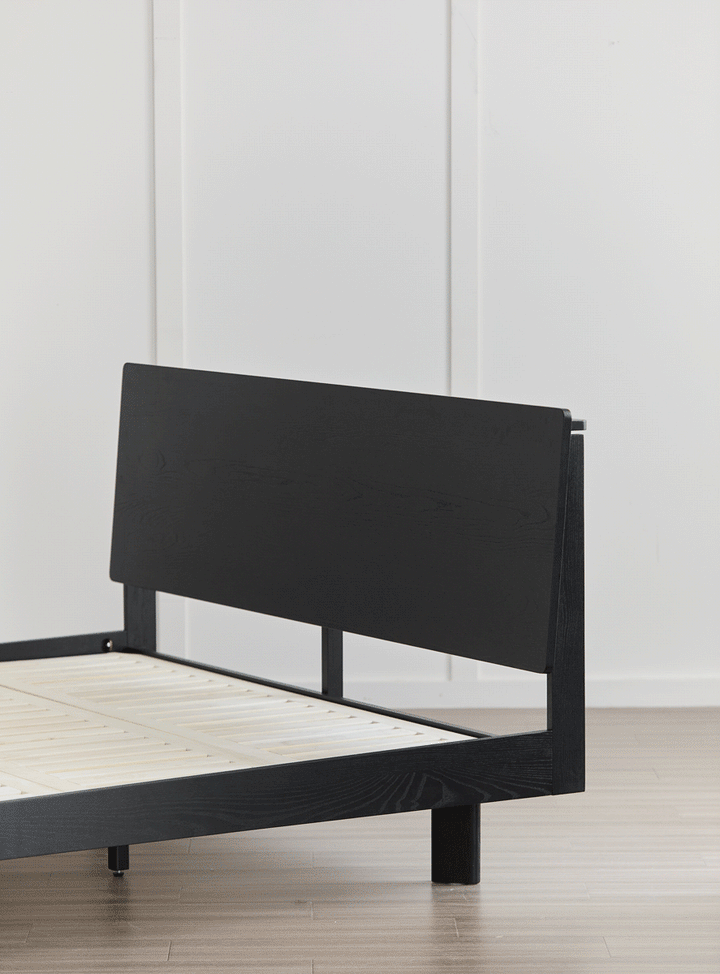 Minimalist Ash Wood Veneer Bed MONK