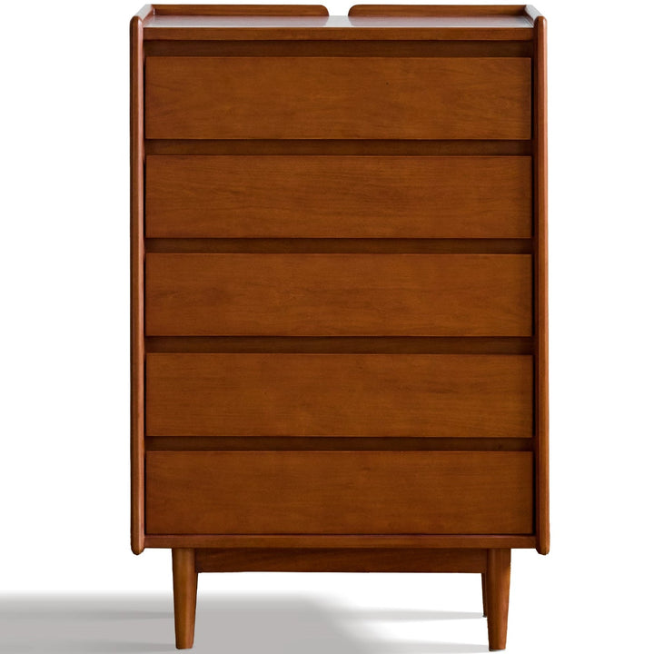 Vintage boxwood chest of drawers vista in white background.